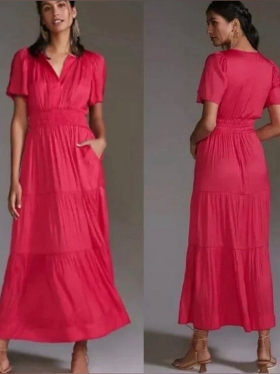 Anthropologie Dresses & Skirts - Anthropologie Sommerset Hot Pink V-Neck Maxi Dress